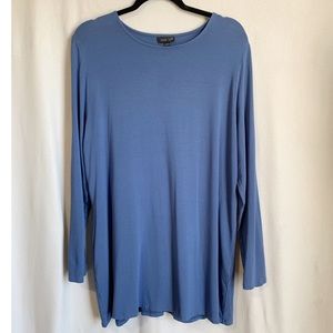 J.Jill Wearever Top/tunic Size XL Blue Rayon Blend Stretch tie-back